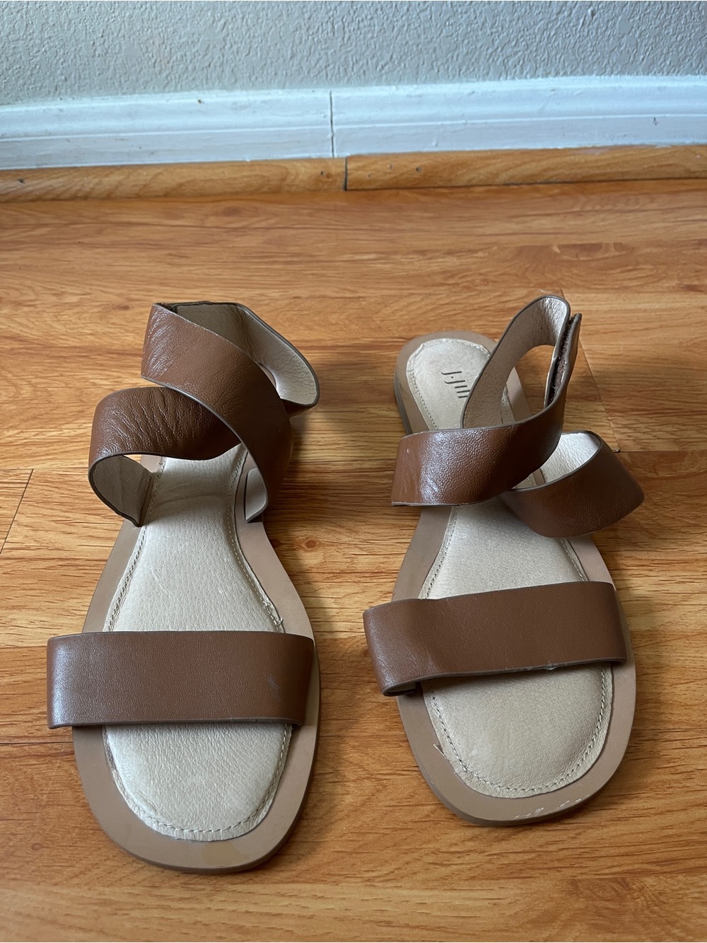 Women's Brown Leather Strappy Flat Sandals - Picture 3 of 7